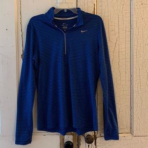 Nike black blue striped Dri Fit pullover Large